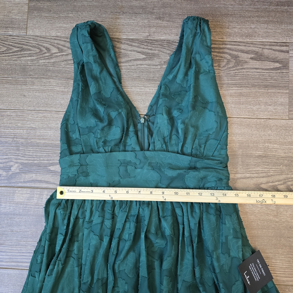Lulus Maxi Dress Womens M Emerald Burnout Floral Sweet Sophistication Gala Guest - Picture 6 of 8